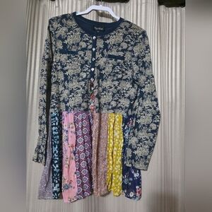 Floral Patchwork Long Sleeve Dress
